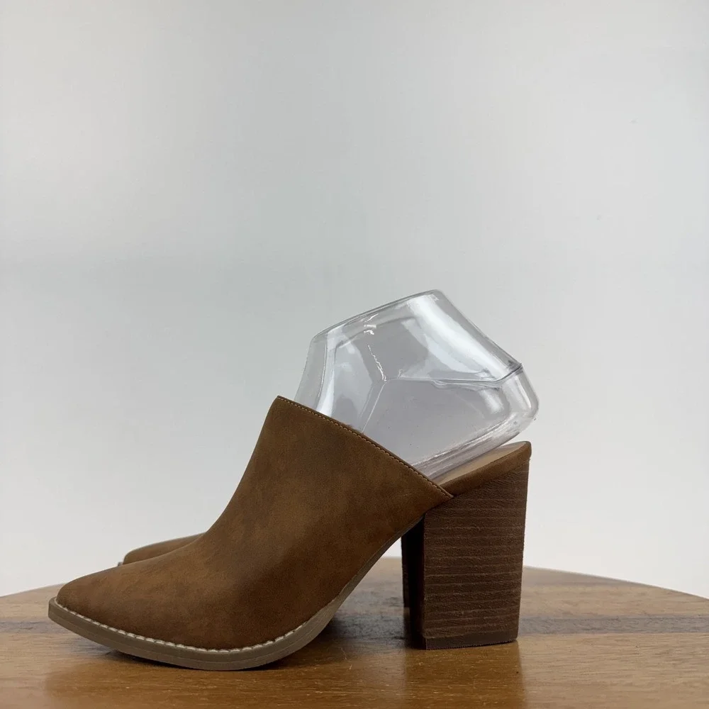 New NWOB Womens Abound Maya Brown Faux Leather Slip On Heeled Mules Size 6 M - Picture 5 of 8